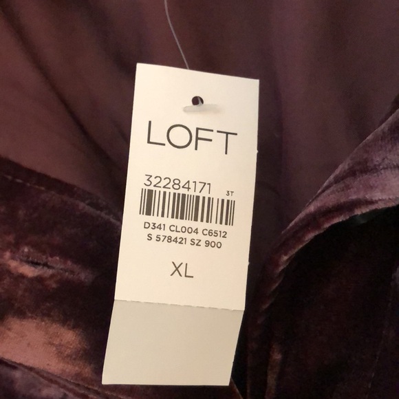 NWT LOFT burgundy/wine velvet jacket. XL. Ribbon drawstring at waist. - Picture 3 of 9